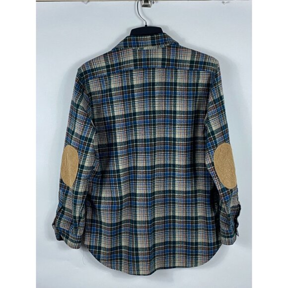 Vintage Lobo by Pendleton 100% Wool Button-Up L/S Shirt w/ Elbow Patch L F72 - Picture 2 of 4